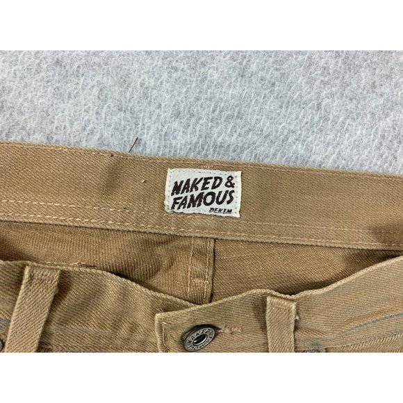 Naked & Selvedge Weird Guy Selvedge 5‎ Pocket Jeans (Men's 30x33) Beige - Picture 5 of 16